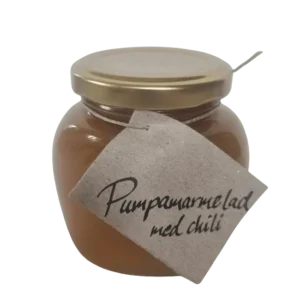 Burk med pumpamarmelad med chili från Fristorps gård.