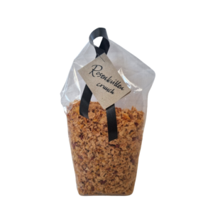 Torkade bitar av rosenkvitten crunch från Fristorps gård i skål.