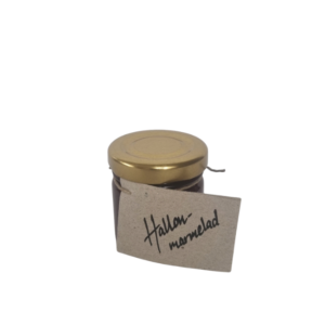 Miniburk med hallonmarmelad från Fristorps gård och Strömstad, fyllig färg och konsistens.